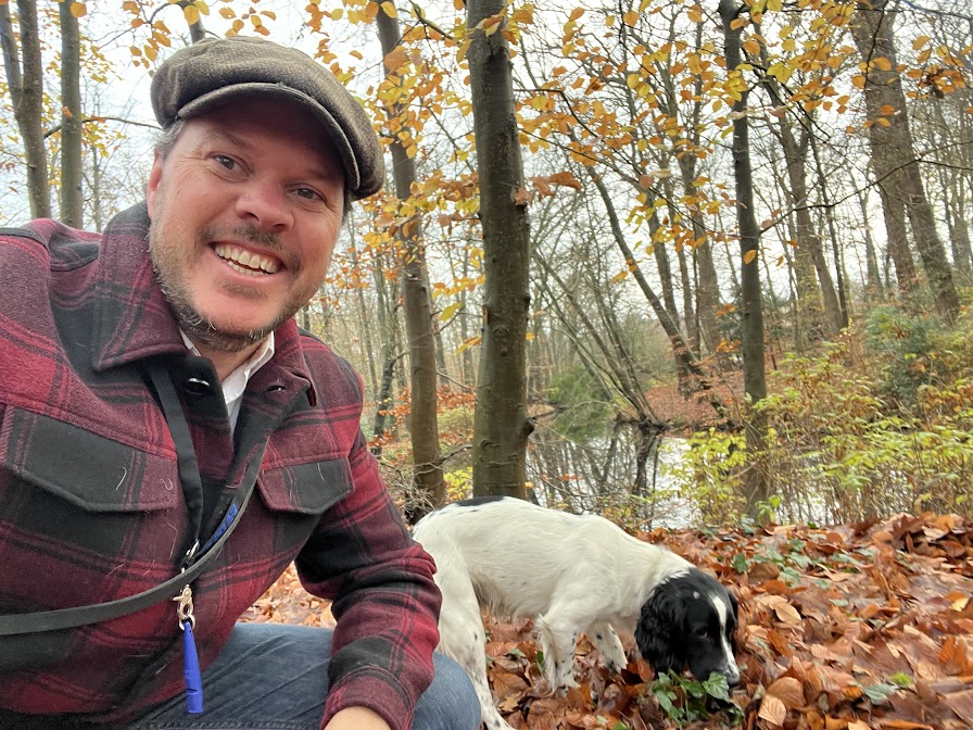 Evan with flatcap and Monty